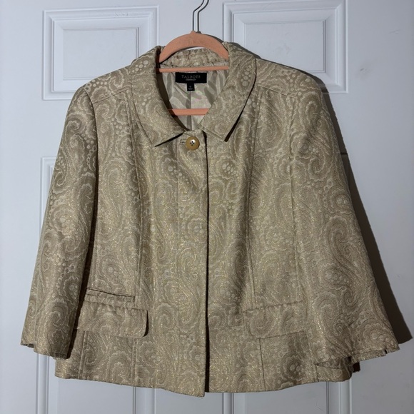 Talbots Metallic Gold Brocade Jacket, Size 12 - Picture 2 of 12